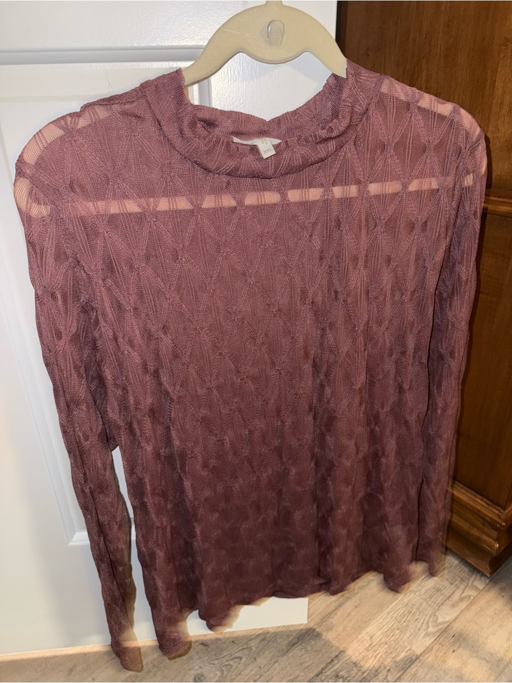 Maurice’s XXL Long Sleeve Sheer Knit Top - Dusty Rose